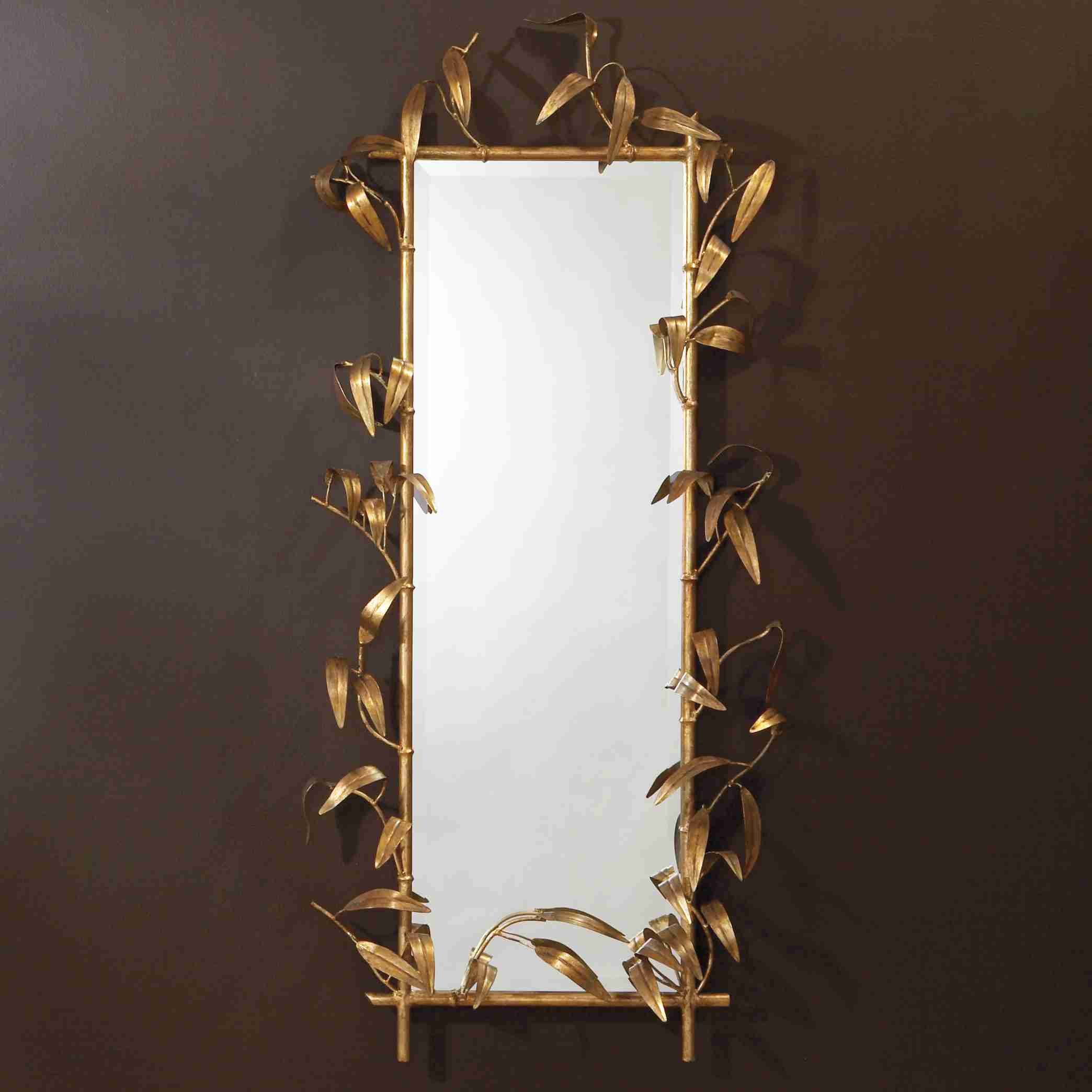 BAMBOO MIRROR W/GOLD FINISH