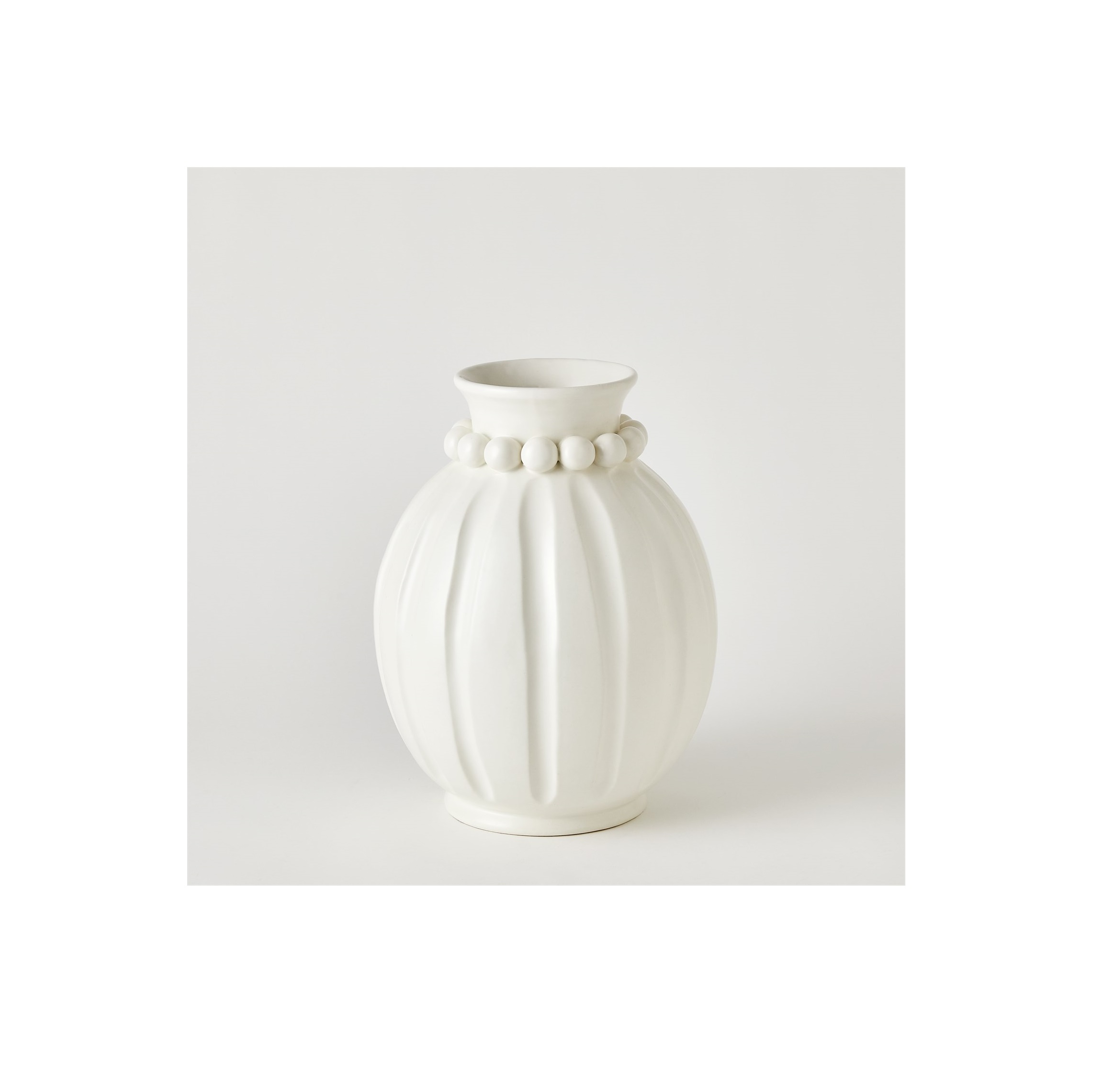 PEARL VASE-MATTE WHITE-WIDE