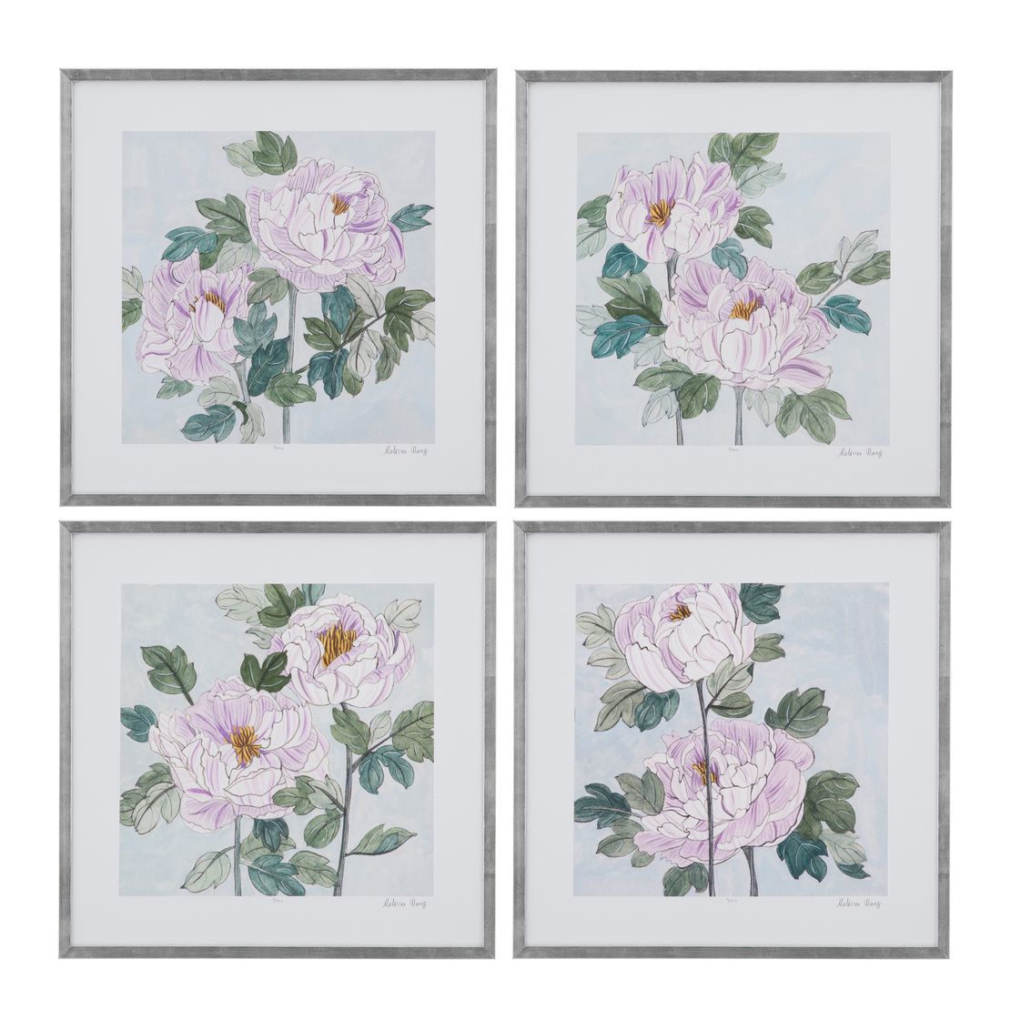 STRIPED PEONIES I FRAMED CANVAS