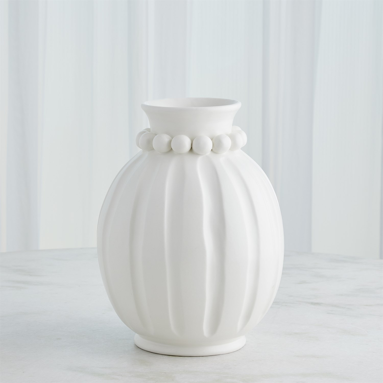 PEARL VASE-MATTE WHITE-WIDE