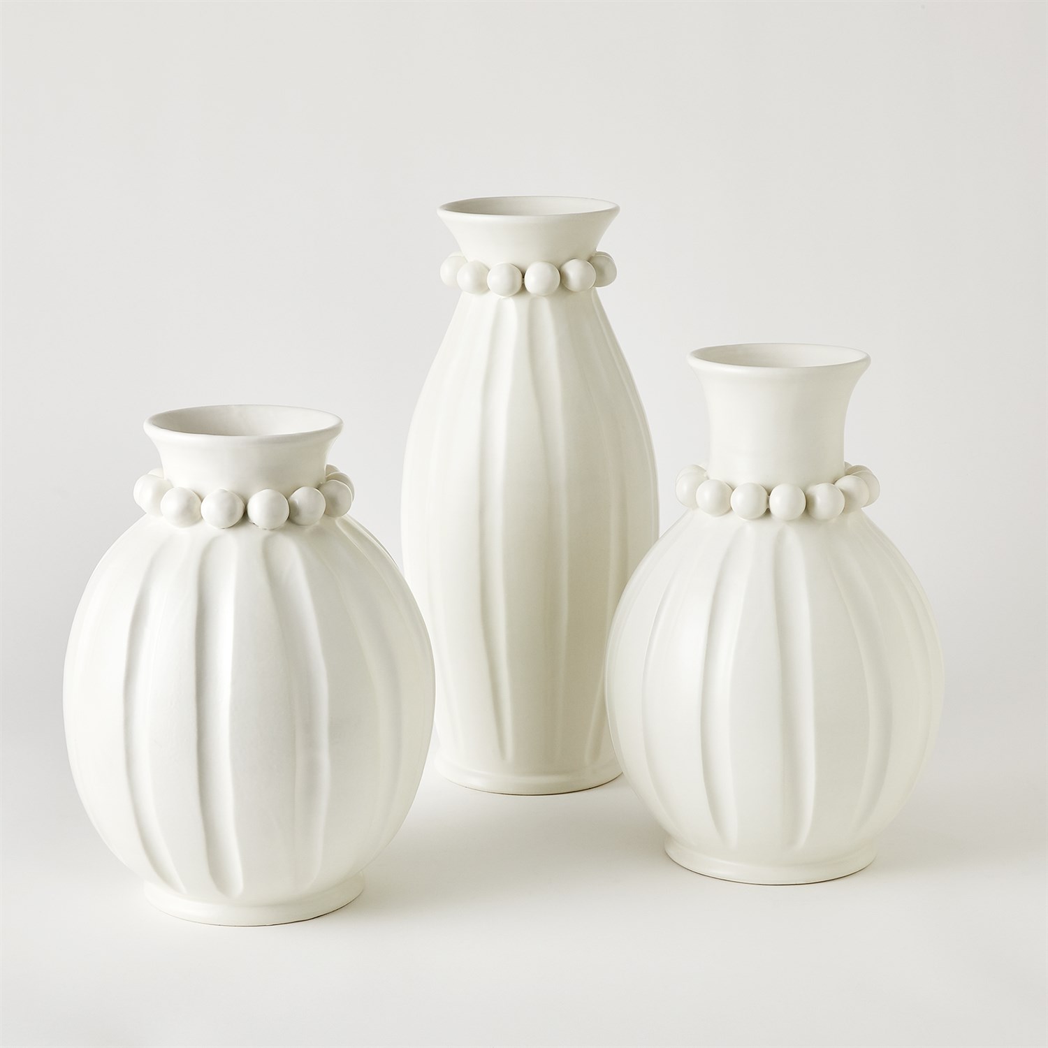 PEARL VASE-MATTE WHITE-WIDE