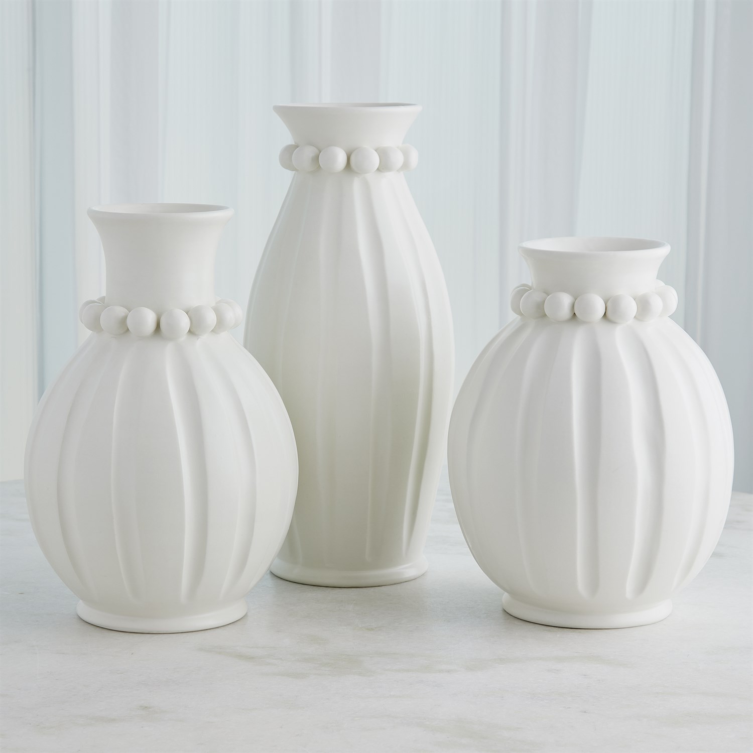 PEARL VASE-MATTE WHITE-WIDE