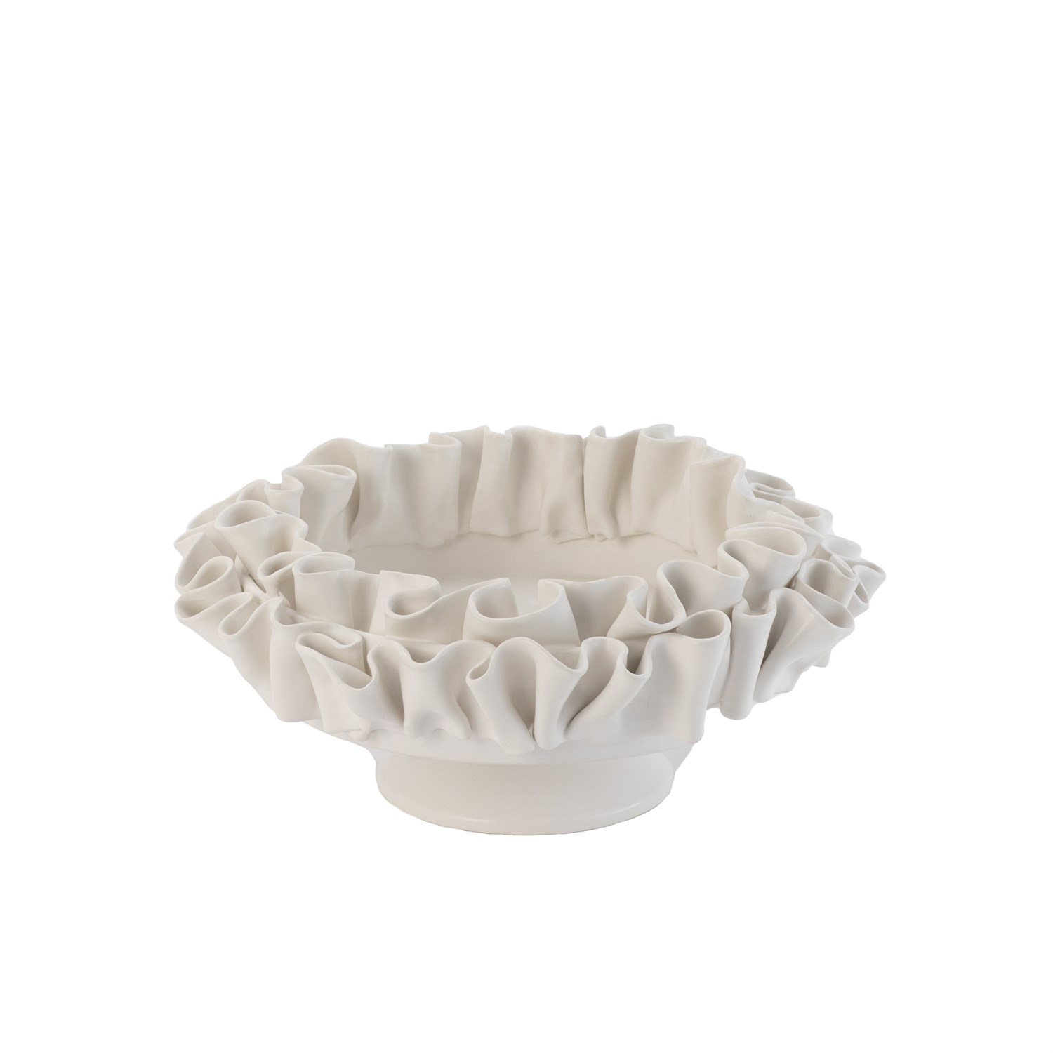 RUFFLED BOWL-MATTE WHITE-SM