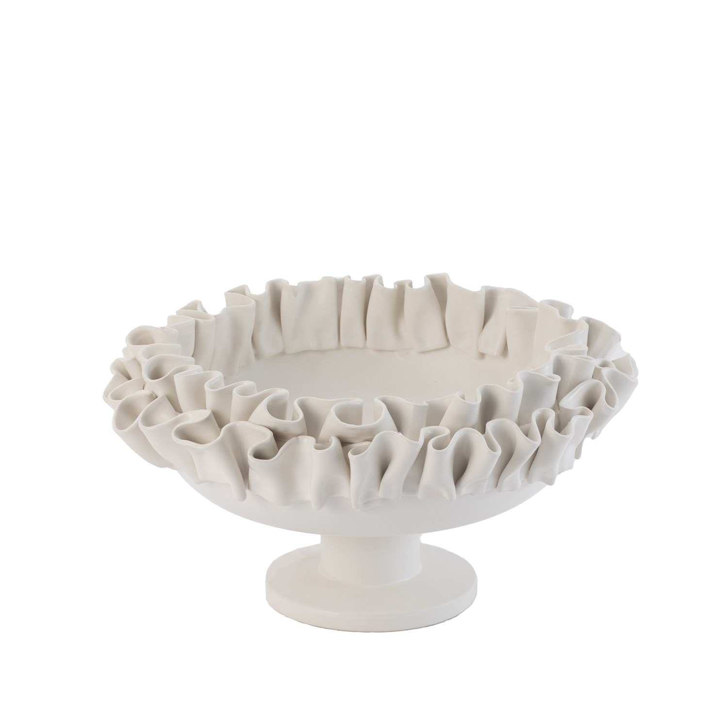 RUFFLED BOWL-MATTE WHITE-LG