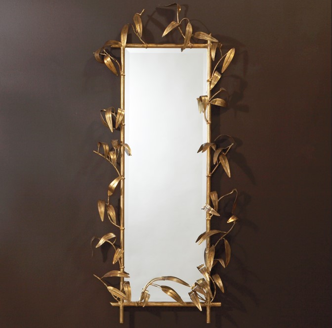 BAMBOO MIRROR W/GOLD FINISH