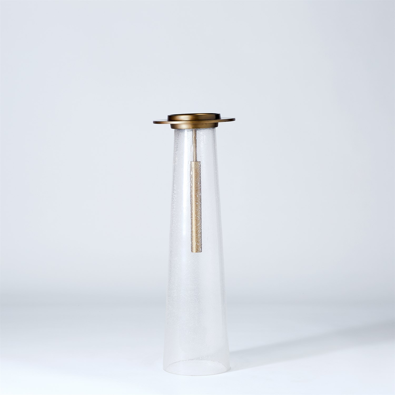 SEEDED GLASS PILLAR HOLDER-MED