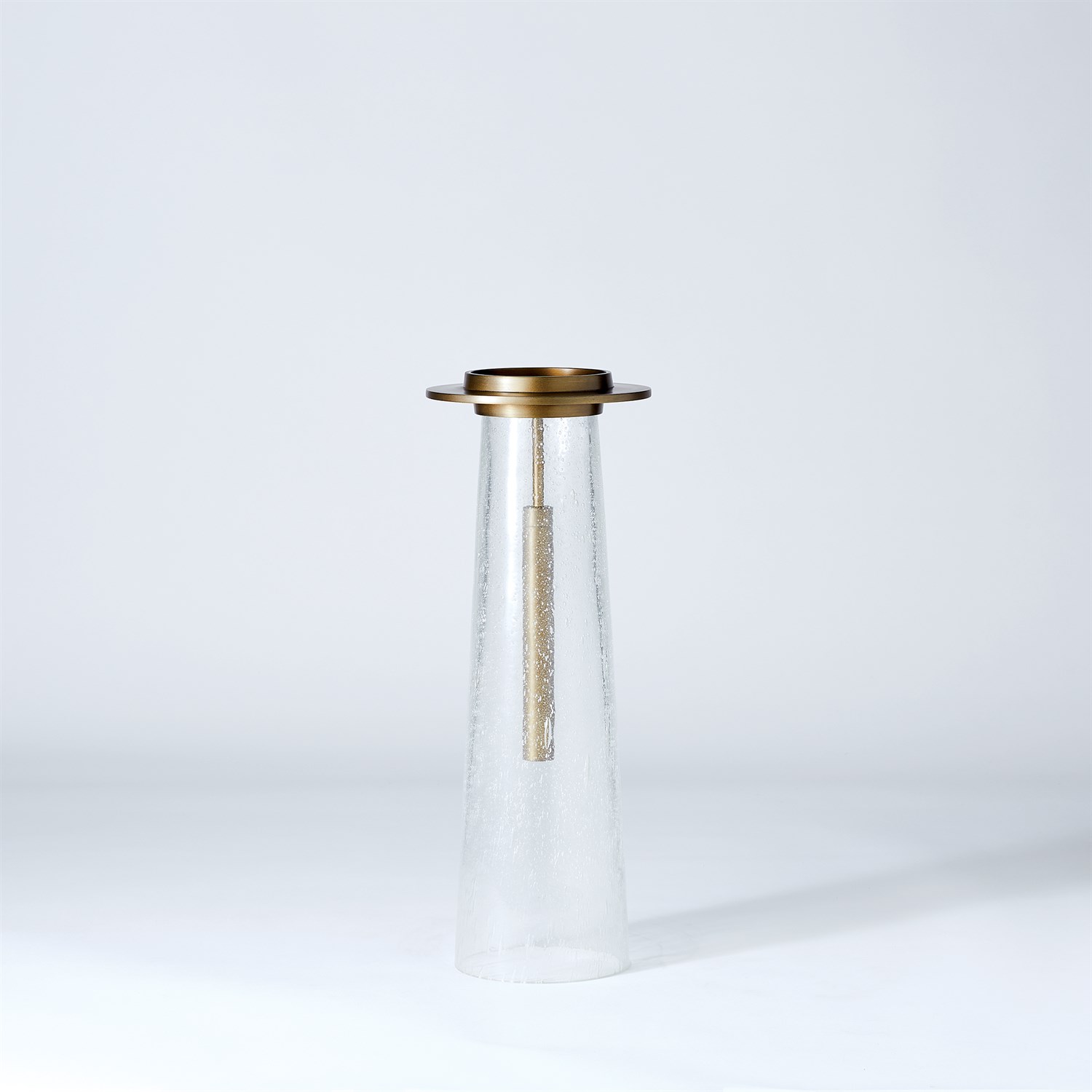 SEEDED GLASS PILLAR HOLDER-SM