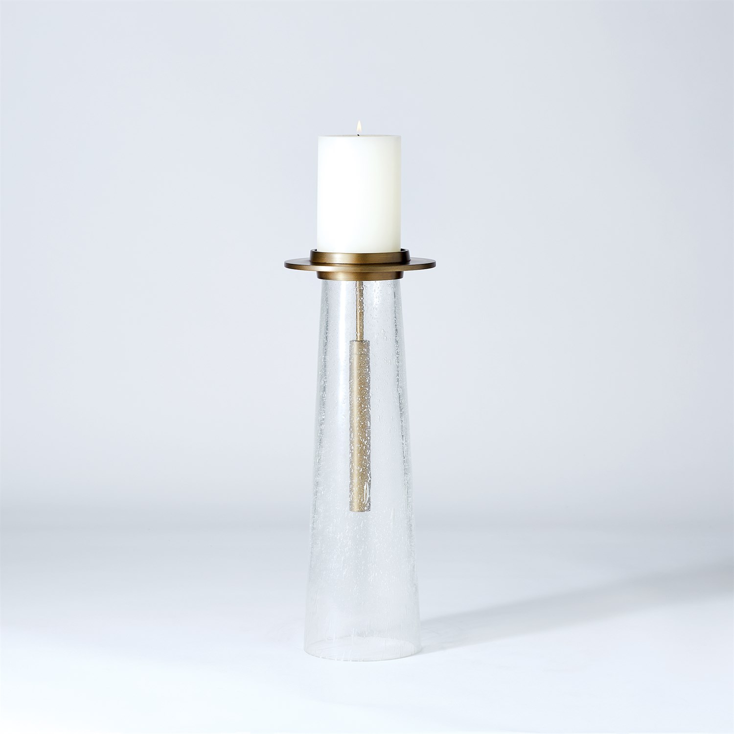 SEEDED GLASS PILLAR HOLDER-SM