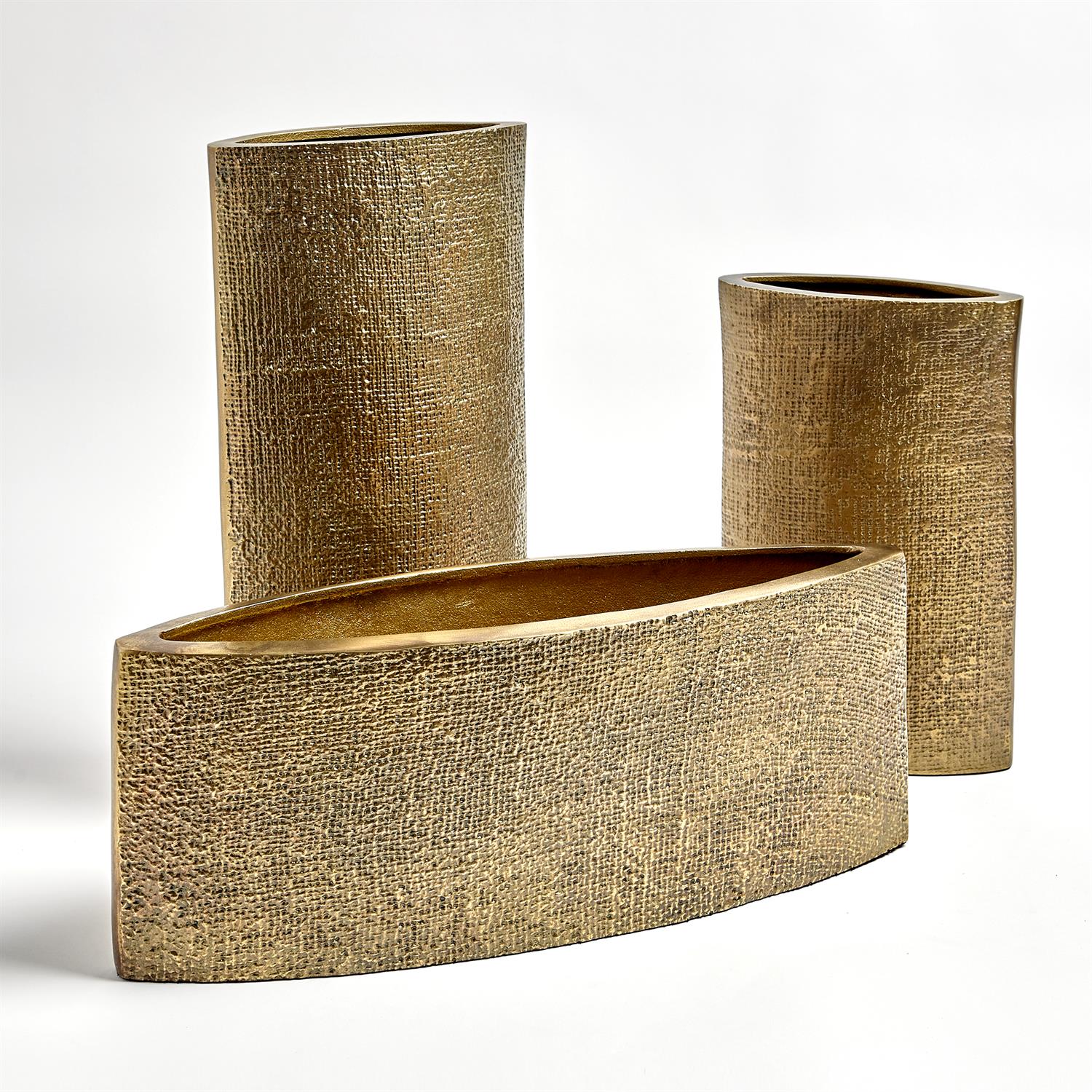 HEMP ETCHED VASES-BRASS-SM
